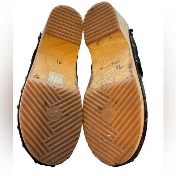Free People Callum Clogs Black Leather Studded Wooden Base Size 37 6.5 - Picture 7 of 7